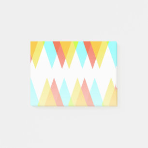 Yellow, red and cadet blue triangles post-it notes