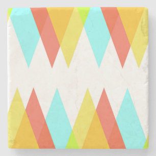 Yellow, red and cadet blue triangles stone coaster