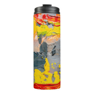 Yellow,red,and green paint thermal tumbler