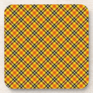 Yellow Red Black Plaid Pattern-57577 Coaster