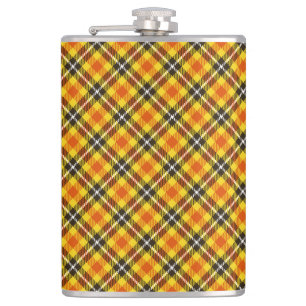 Yellow Red Black Plaid Pattern-57577 Hip Flask