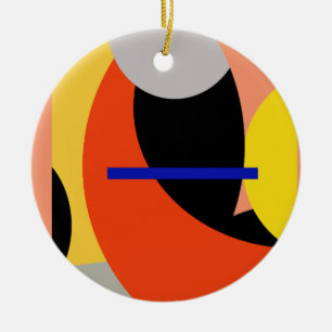Yellow Red Blue Abstract Art Ceramic Tree Decoration