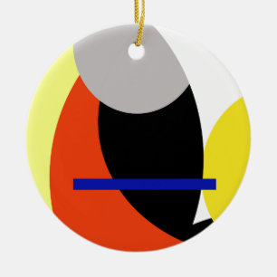 Yellow Red Blue Abstract Art Ceramic Tree Decoration