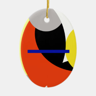 Yellow Red Blue Abstract Art Ceramic Tree Decoration