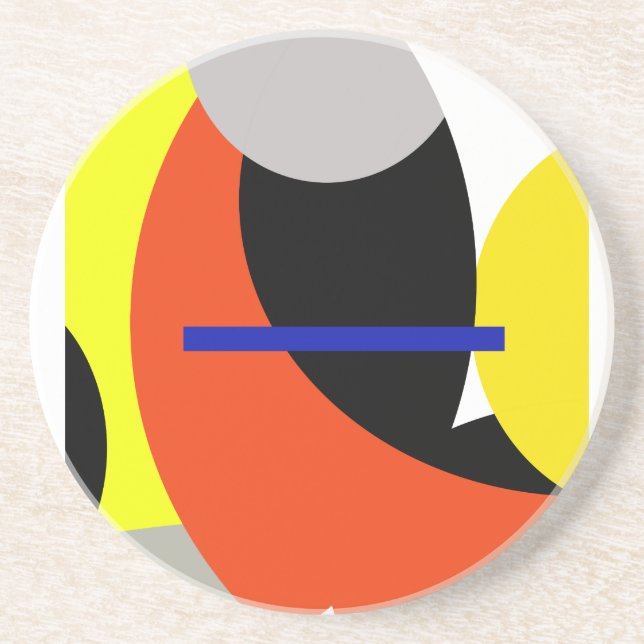 Yellow Red Blue Abstract Art Coaster (Front)