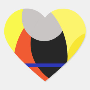 Yellow Red Blue Abstract Art Heart Sticker