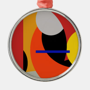 Yellow Red Blue Abstract Art Metal Tree Decoration