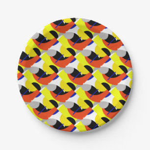 Yellow Red Blue Abstract Art Paper Plate