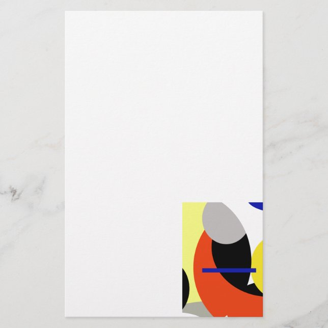 Yellow Red Blue Abstract Art Stationery (Front)