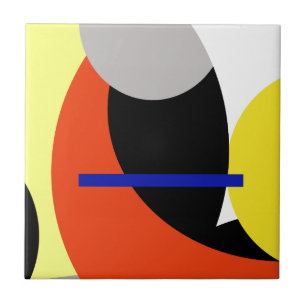 Yellow Red Blue Abstract Art Tile