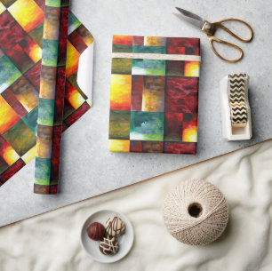 Yellow Red Blue Green Colourful Abstract Art Moder Wrapping Paper