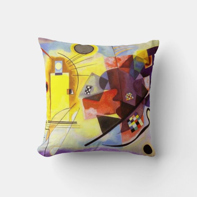 Yellow Red Blue Kandinsky Abstract Painting Cushion (Front)