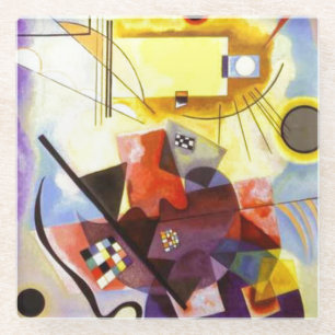 Yellow Red Blue Kandinsky Abstract Painting Glass Coaster