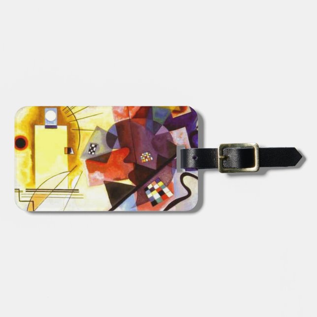 Yellow Red Blue Kandinsky Abstract Painting Luggage Tag (Front Horizontal)