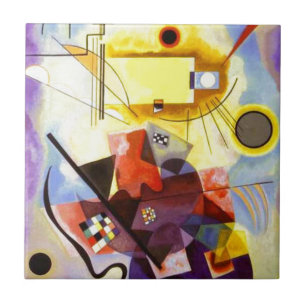 Yellow Red Blue Kandinsky Abstract Painting Tile