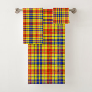 Yellow Red Blue Plaid Tartan Design Bath Towel Set