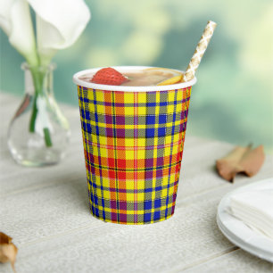 Yellow Red Blue Plaid Tartan Design  Paper Cups