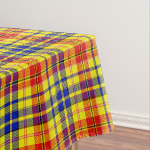 Yellow Red Blue Plaid Tartan Design Tablecloth