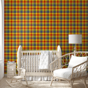 Yellow Red Blue Plaid Tartan Design Wallpaper