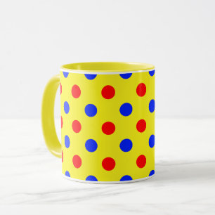 Yellow Red Blue Polka Dots Design Mug