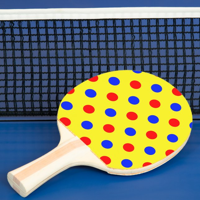 Yellow Red Blue Polka Dots Design  Ping Pong Paddle (Insitu)