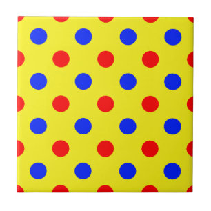 Yellow Red Blue Polka Dots Design Tile