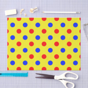 Yellow Red Blue Polka Dots Design Tissue Paper