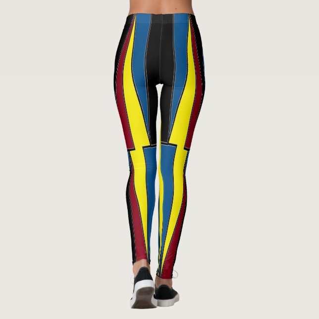 Yellow Red Blue Triangles Leggings (Back)