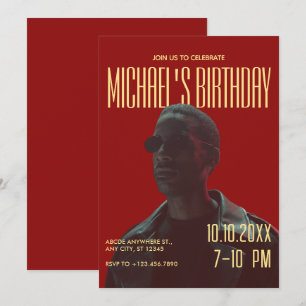 Yellow Red Bold Retro photo  Invitation