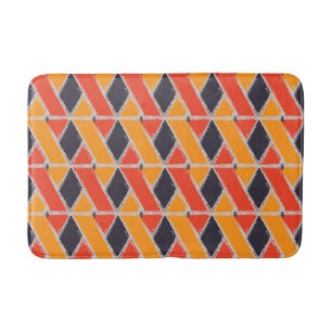 Yellow, red, cool trendy bush stroke geometric art bath mat