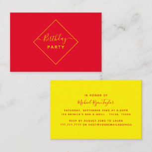 Yellow & Red Diamond Birthday Party Invitation
