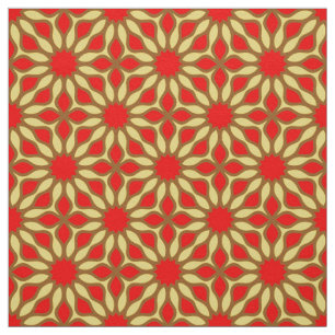 Yellow & Red Elegant Mosaic Geometric Pattern Fabric