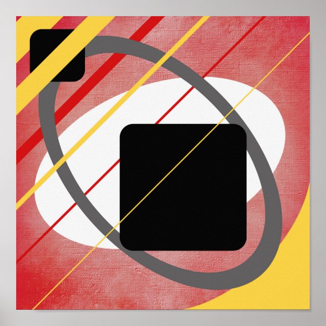 Yellow & Red Geometric Canvas Design AP0011 Poster (Front)