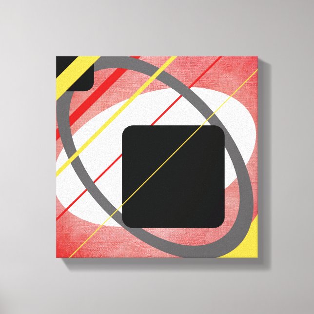 Yellow & Red Geometric Design Wrapped Canvas (Front)