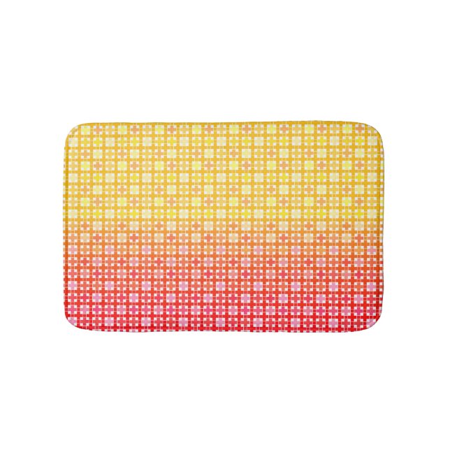 Yellow Red gradient plaid pattern Bath Mat (Front)