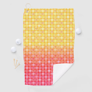 Yellow Red gradient plaid pattern Golf Towel