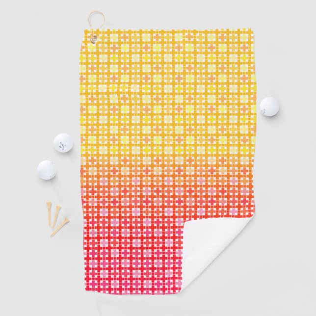 Yellow Red gradient plaid pattern   Golf Towel (InSitu)