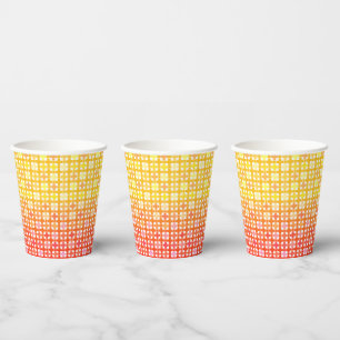 Yellow Red gradient plaid pattern Paper Cups