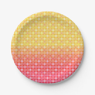 Yellow Red gradient plaid pattern Paper Plate