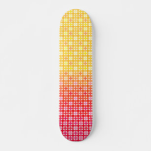 Yellow Red gradient plaid pattern Skateboard