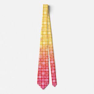 Yellow Red gradient plaid pattern  Tie