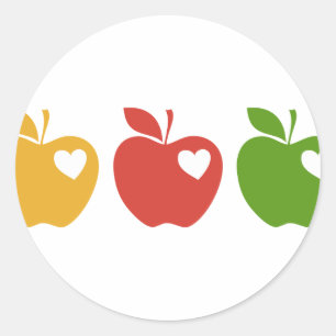 Yellow Red Green Apple Classic Round Sticker