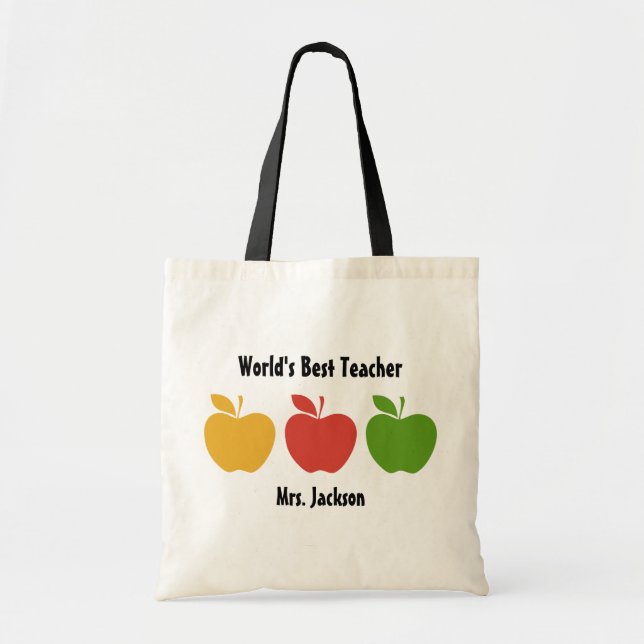 Yellow Red Green Apple Tote Bag (Front)