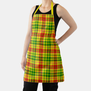Yellow Red Green Plaid Tartan Design Apron