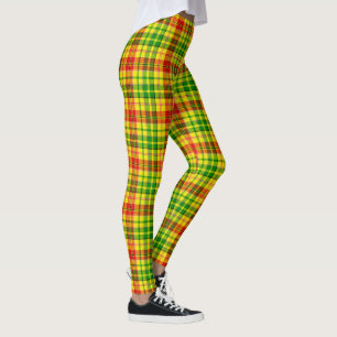 Yellow Red Green Plaid Tartan Design  Leggings