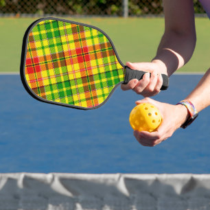 Yellow Red Green Plaid Tartan Design Pickleball Paddle