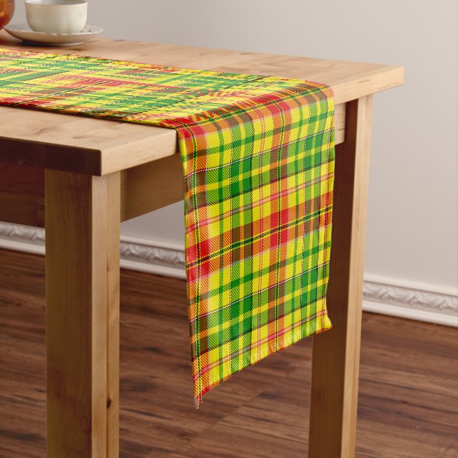Yellow Red Green Plaid Tartan Design  Short Table Runner (In Situ)