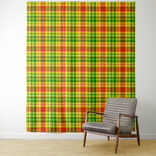 Yellow Red Green Plaid Tartan Design  Tapestry