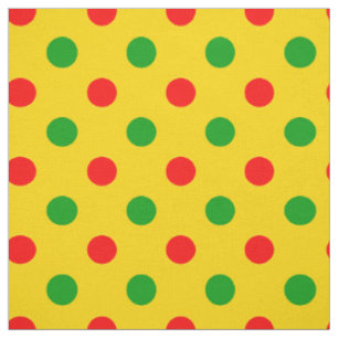 Yellow Red Green Polka Dots Design  Fabric