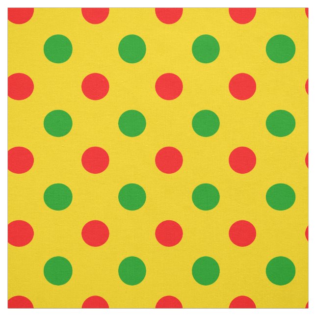 Yellow Red Green Polka Dots Design  Fabric (Swatch)
